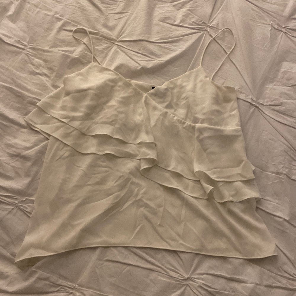 J crew white ruffle tank top size 8